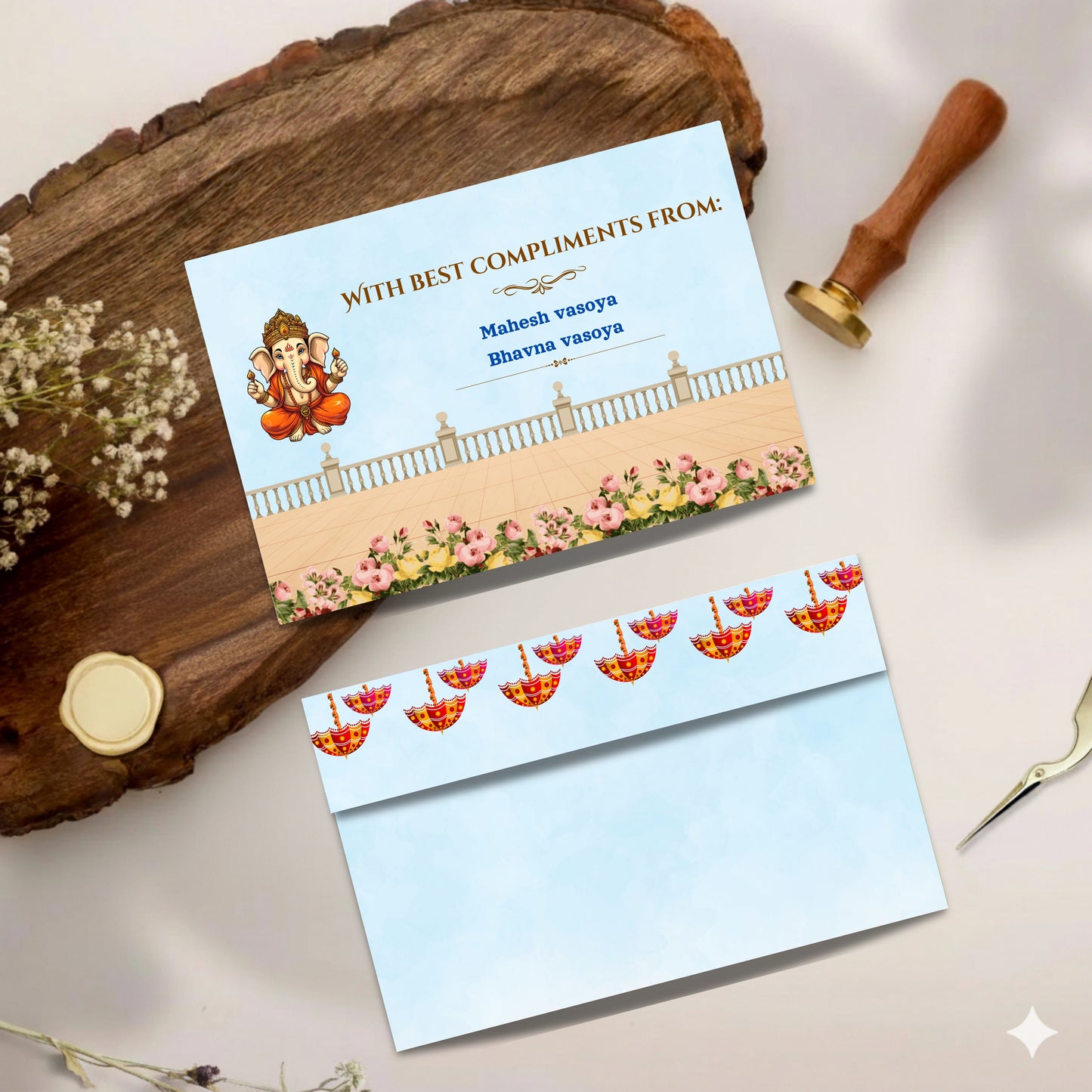 Personalized Customized Ganeshji Theme Designer Pocket Shagun Cover