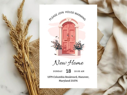 Simple Elegant Housewarming Card – Modern New Home Invitation – Printable Template
