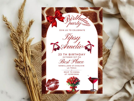 Red Theme Birthday Invitation Card – Bold & Elegant Party Invite