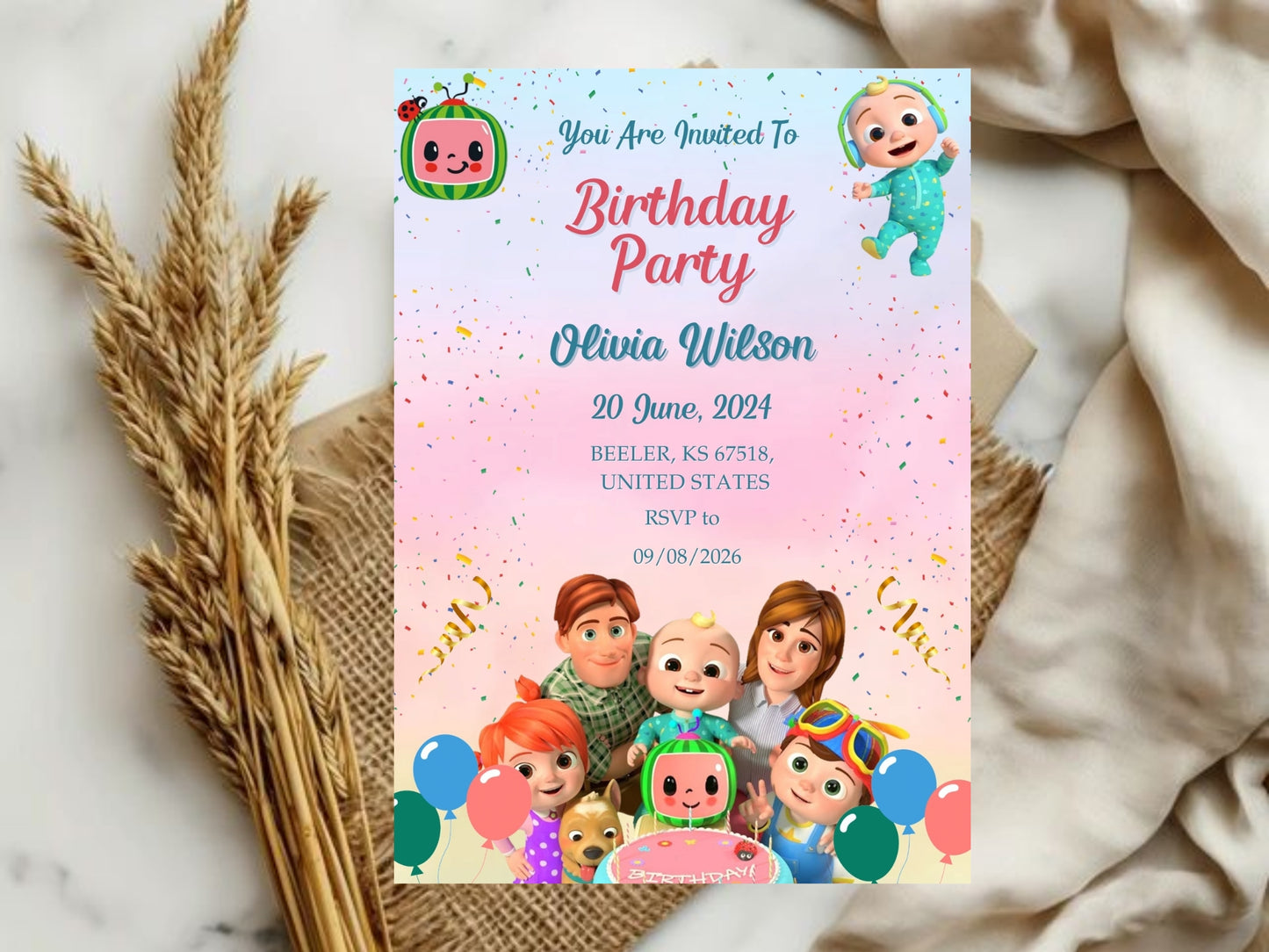 Shop rainbow cartoon theme birthday invitation cards. Editable and printable colorful kids party invite with fun rainbow cartoon design. Instant download available.