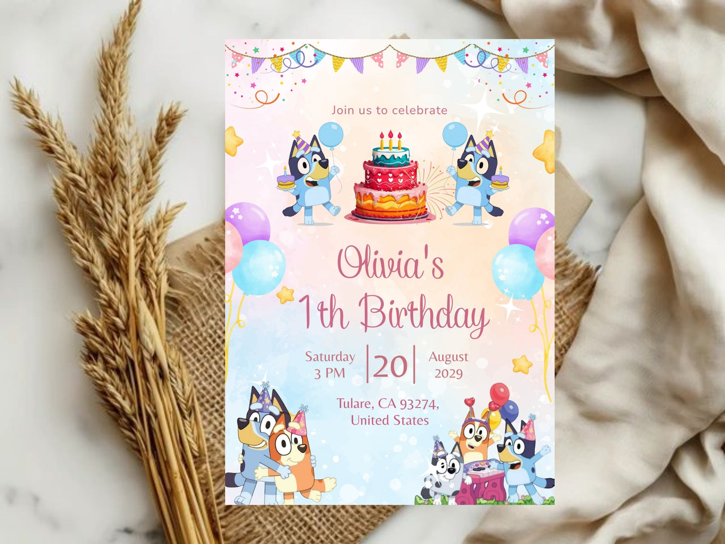 Cartoon Birthday Invitation Card Design for Kids
