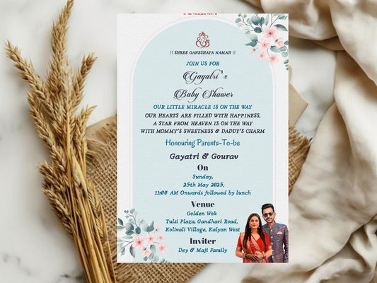 Floral Elegant Baby Shower Invitation – Sophisticated Baby Shower Card – Printable Template