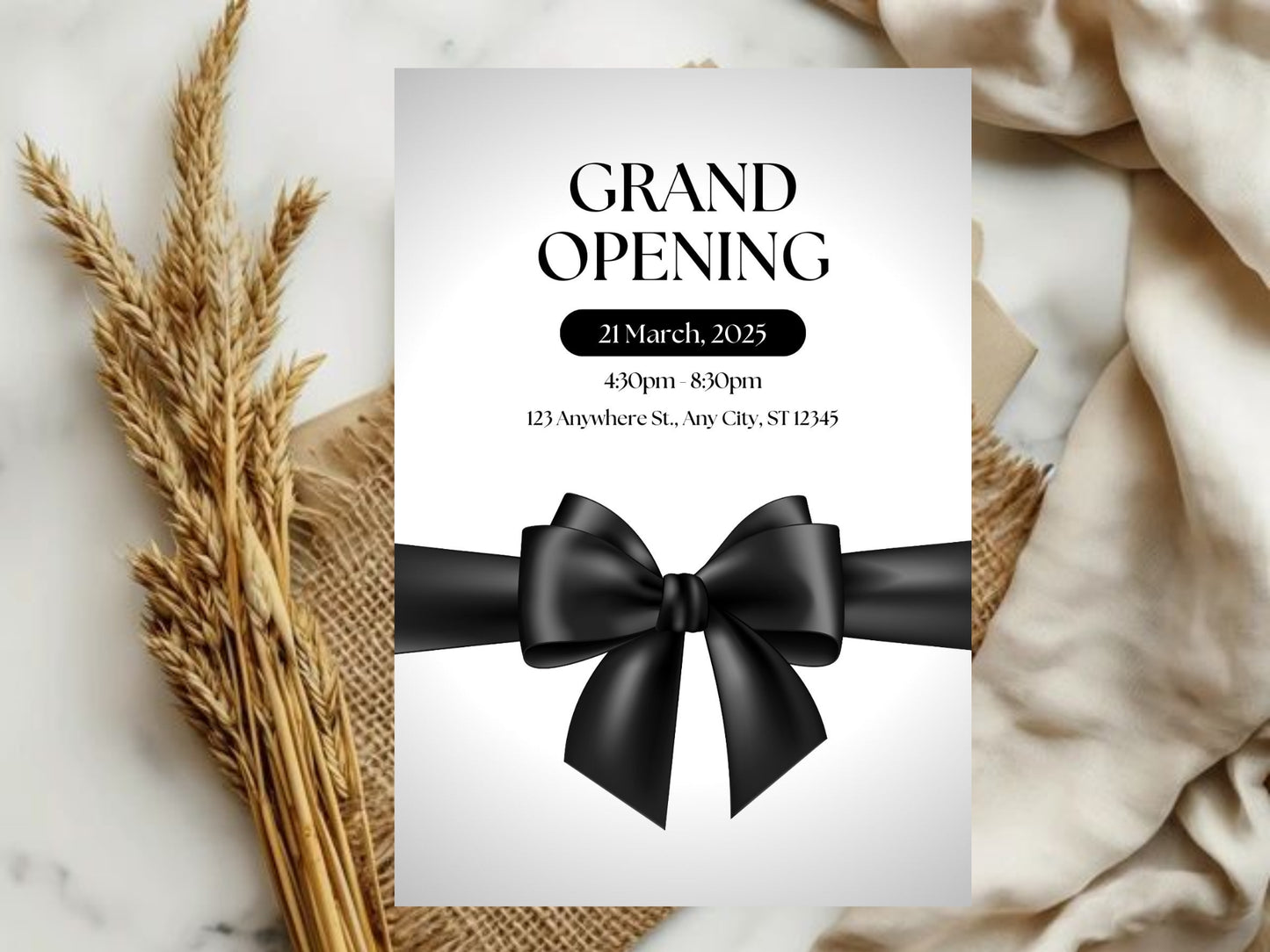 Elegant Minimal Grand Opening Card Template | Modern Clean Luxury Business Launch Invitation | Printable & Editable Design