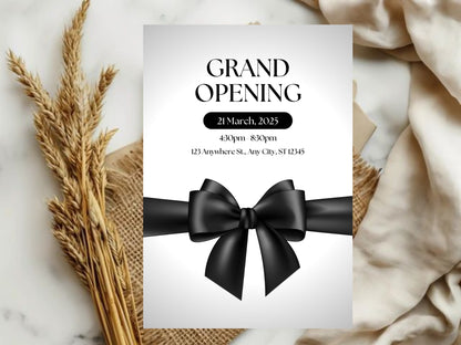 Elegant Minimal Grand Opening Card Template | Modern Clean Luxury Business Launch Invitation | Printable & Editable Design