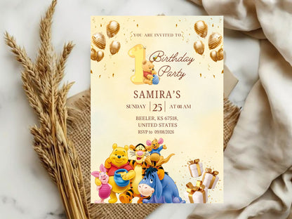 Cartoon Theme Birthday Invitation Card - Kids Birthday Party Invite