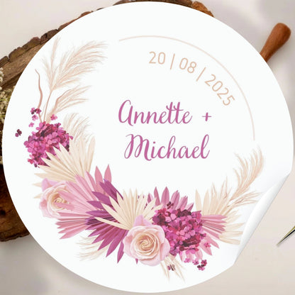 Floral Simple Sticker Design | Minimal Botanical Logo Sticker | Elegant Wedding Favor & Small Business Packaging Label