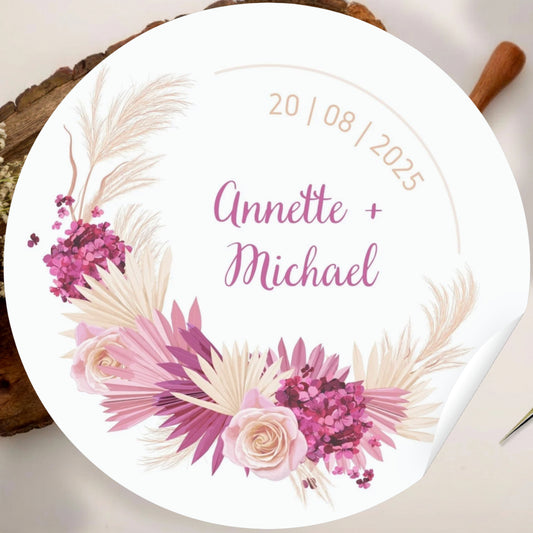 Floral Simple Sticker Design | Minimal Botanical Logo Sticker | Elegant Wedding Favor & Small Business Packaging Label