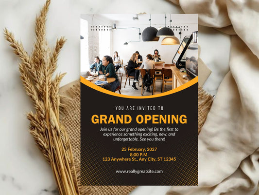 Creative Grand Opening Card Template | Modern Artistic Business Launch Invitation | Printable & Editable Design