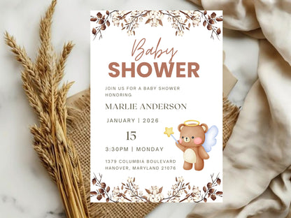 Floral Elegant Invitation Template | Luxury Flower Editable Invite | Instant Download Printable Card