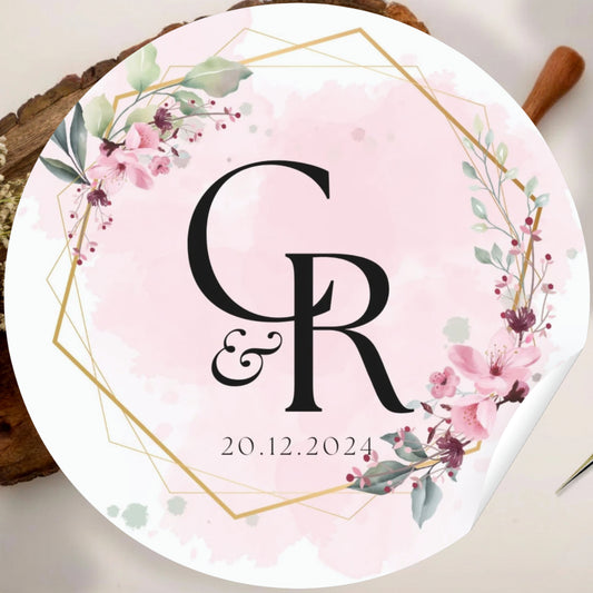 Simple Elegant Floral Sticker Design | Minimal Botanical Custom Logo Sticker | Wedding Favor & Premium Packaging Label