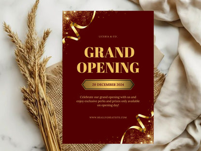 Elegant Minimal Grand Opening Card Template | Modern Luxury Business Launch Invitation | Printable & Editable Design