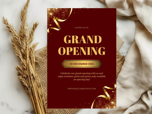 Elegant Minimal Grand Opening Card Template | Modern Luxury Business Launch Invitation | Printable & Editable Design