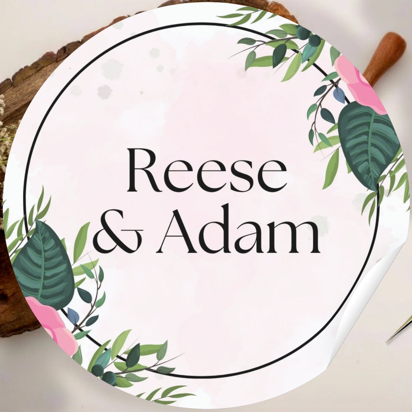 Elegant Floral Theme Sticker Design | Luxury Botanical Custom Logo Sticker | Wedding Favor, Business Packaging Label