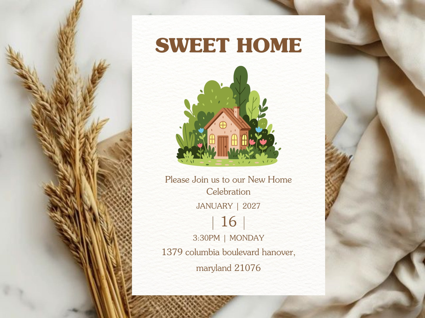 Simple and Elegant Housewarming Card – Minimal New Home Invitation – Printable Template