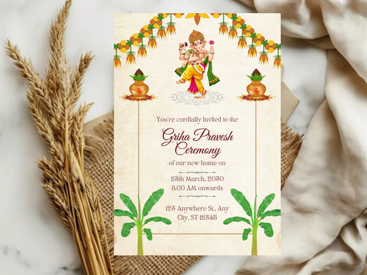 Royal Theme Vastu Pujan Card – Elegant Luxury Invitation