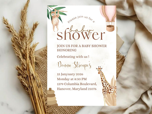 Simple & Elegant Invitation Card Template | Minimal Modern Editable Invite | Instant Download Printable Design