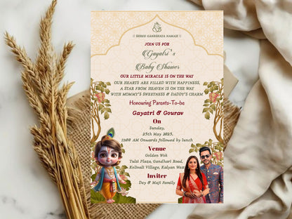 Royal Theme Baby Shower Card Design | Elegant & Luxurious Invitation