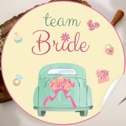 Cute Bride Team Sticker Design | Bachelorette Party Stickers | Bridal Squad Favor Labels | Custom Bride Tribe Decals