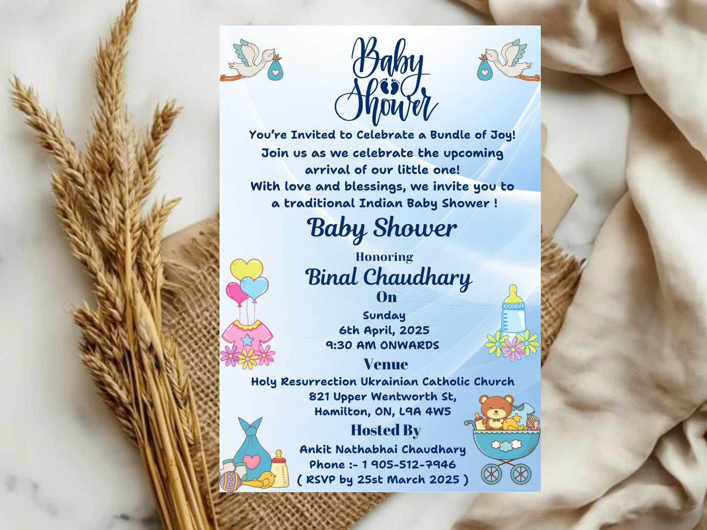 Minimal Baby Shower Invite – Simple Elegant Baby Shower Card – Instant Download