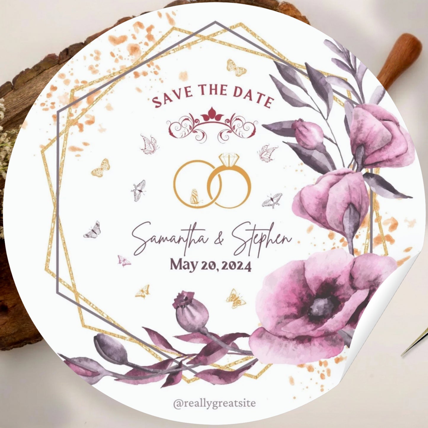 Floral Elegant Sticker Design | Luxury Botanical Custom Logo Sticker | Wedding Favor & Boutique Packaging Label