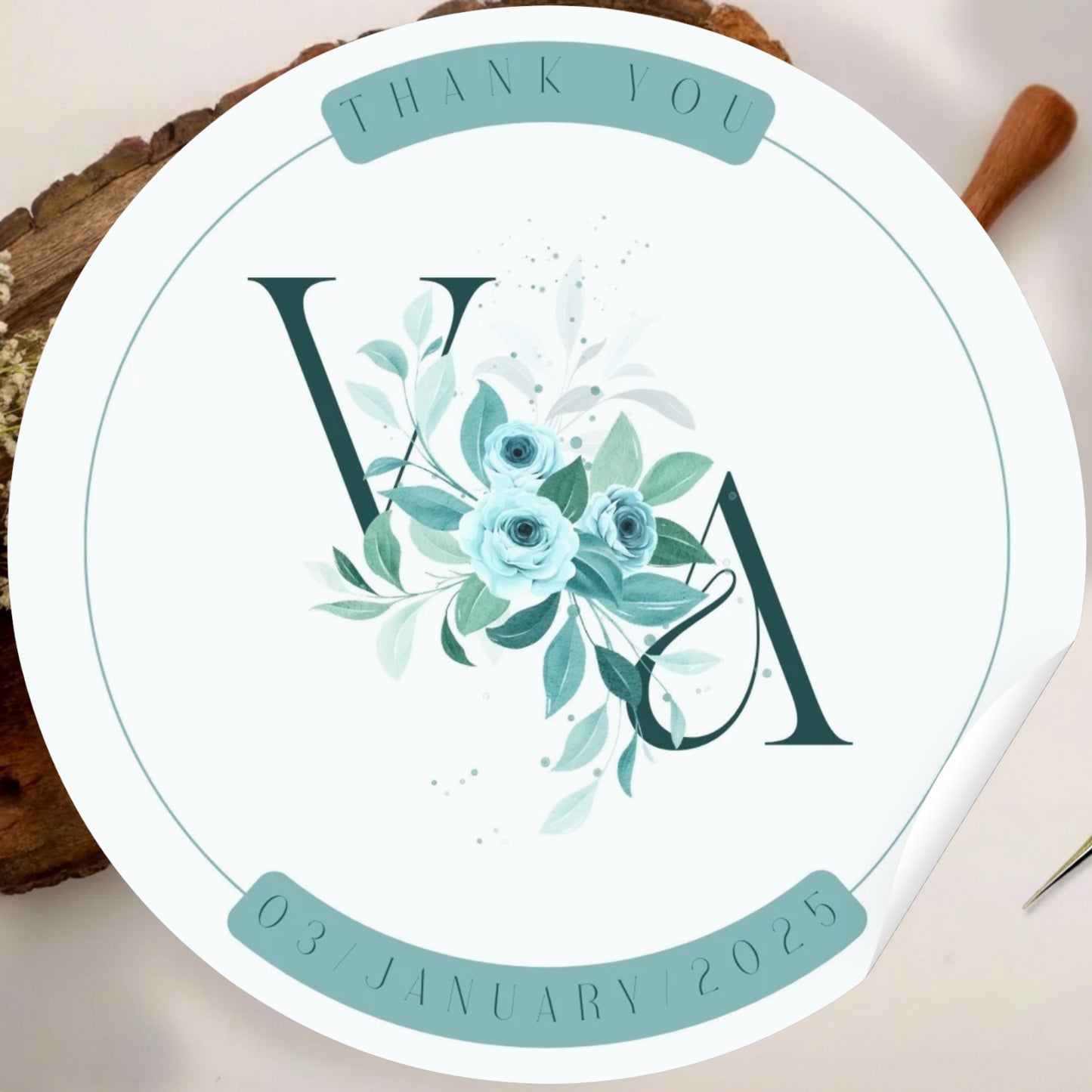 Simple Floral and Elegant Sticker Design | Minimal Botanical Custom Logo Sticker | Wedding Favor & Luxury Packaging Label