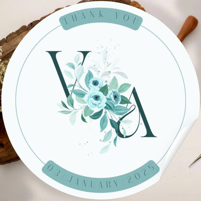 Simple Floral and Elegant Sticker Design | Minimal Botanical Custom Logo Sticker | Wedding Favor & Luxury Packaging Label