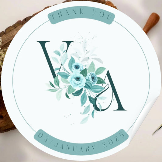 Simple Floral and Elegant Sticker Design | Minimal Botanical Custom Logo Sticker | Wedding Favor & Luxury Packaging Label