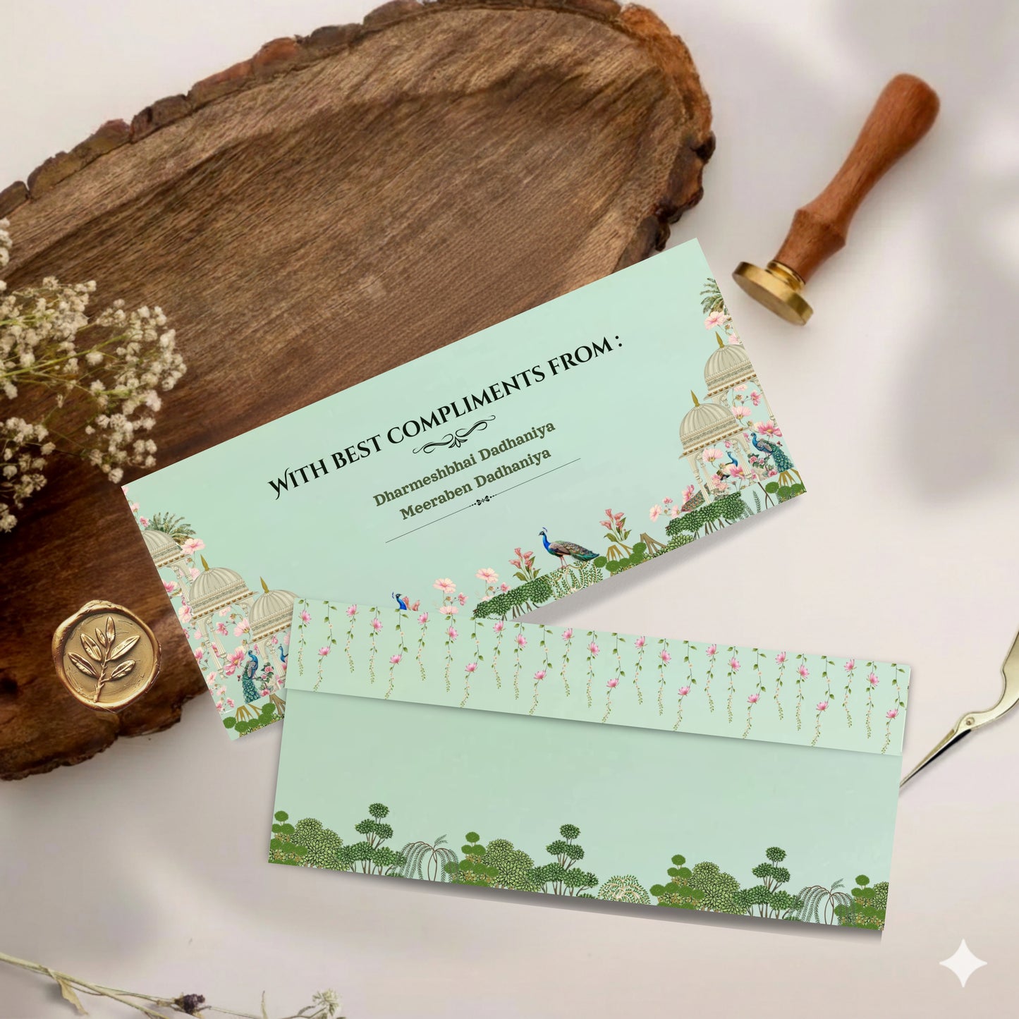 Elegant Floral Shagun Cover – Luxury Wedding Money Envelope for Shadi & Festive Gifting