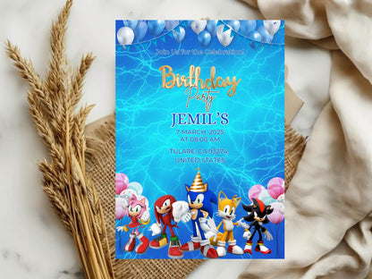 Electricity Cartoon Birthday Invitation Card – Fun & Colorful Party Invite