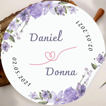 Simple Floral Sticker Design | Minimal Botanical Logo Sticker | Wedding Favor & Small Business Packaging Label