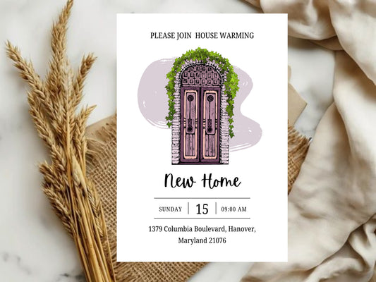 Minimalist Elegant New Home Card – Chic Housewarming Invitation – Instant Download