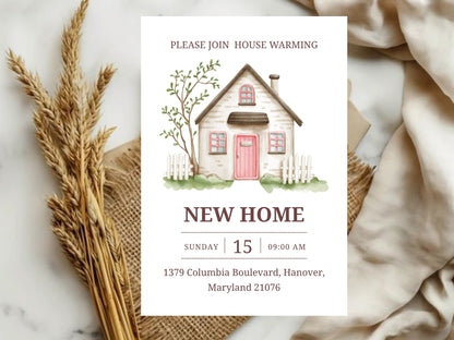 Simple Elegant Housewarming Card – Minimal New Home Invitation – Printable Template