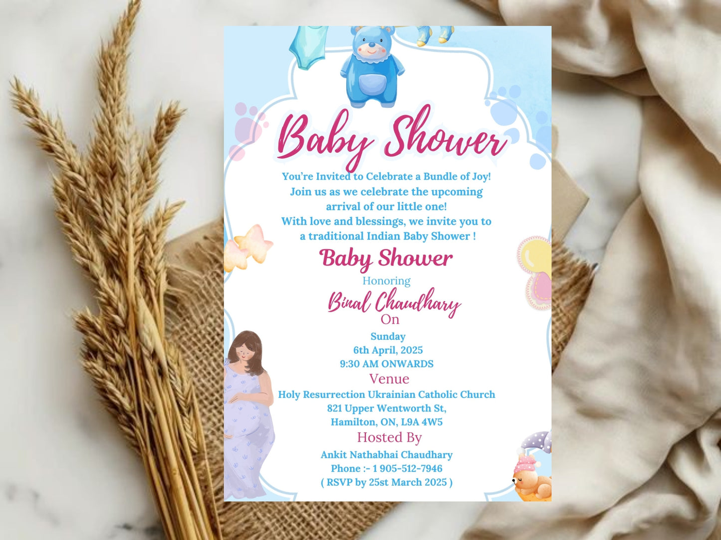 Simple Elegant Baby Shower Invitation – Minimal Chic Baby Shower Card – Printable Template