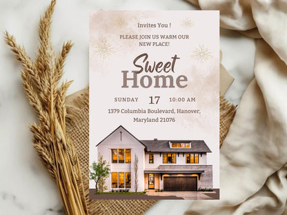 Elegant Housewarming Card – Sophisticated New Home Invitation – Printable Template