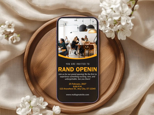 Creative Grand Opening Card Template | Modern Artistic Business Launch Invitation | Printable & Editable Design
