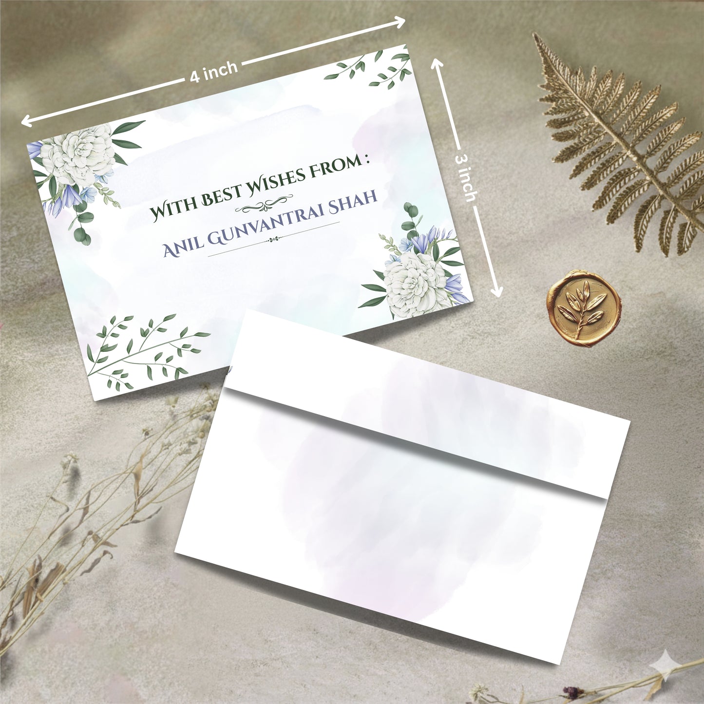 Personalized Customized Simple & Floral Theme Designer Pocket Shagun Cover