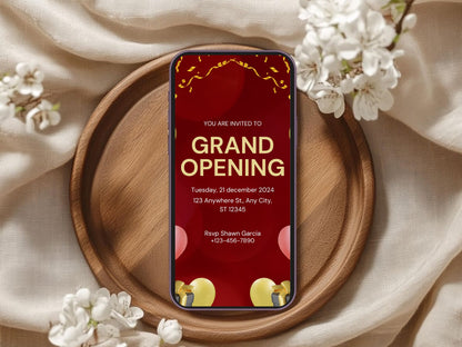 Minimal Elegant Theme Grand Opening Card Design Template | Modern Business Launch Invitation | Printable & Editable Card