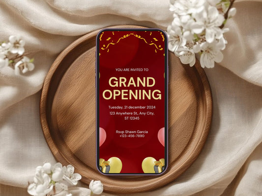 Minimal Elegant Theme Grand Opening Card Design Template | Modern Business Launch Invitation | Printable & Editable Card