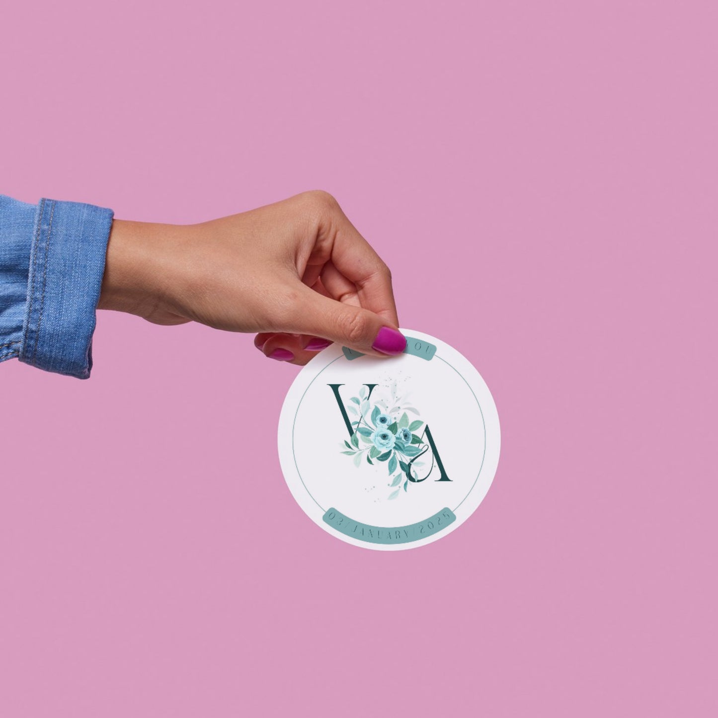 Simple Floral and Elegant Sticker Design | Minimal Botanical Custom Logo Sticker | Wedding Favor & Luxury Packaging Label