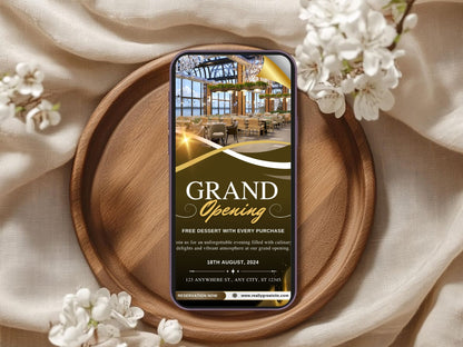 Classic Grand Opening Card Template | Timeless Elegant Business Launch Invitation | Printable & Editable Design