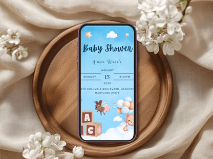 Cold Cloud Baby Shower Card – Minimalist Blue & Gray Baby Greeting Card