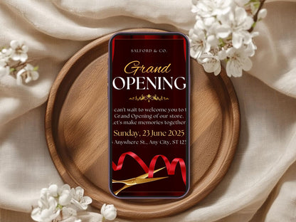 Elegant Minimal Grand Opening Card – Custom Design Upload & Premium Invitation Printing