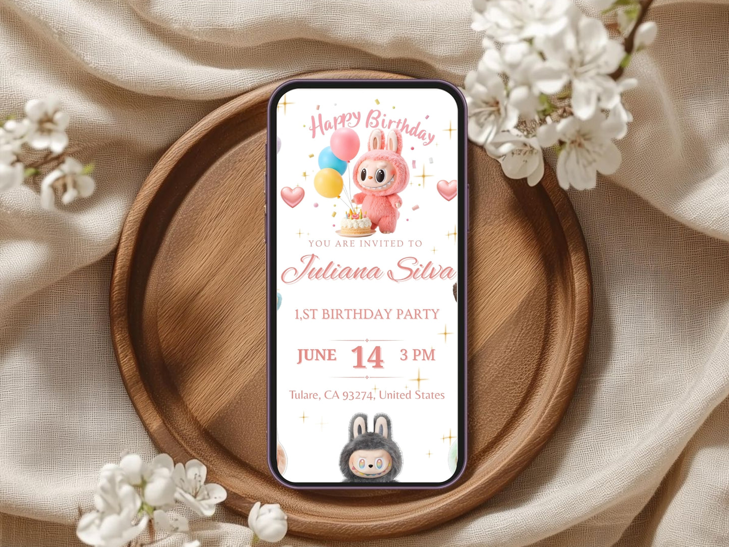 Labubu Theme Birthday Invitation Card – Cute & Playful Party Invite