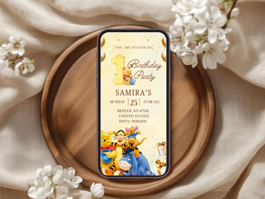 Cartoon Theme Birthday Invitation Card - Kids Birthday Party Invite