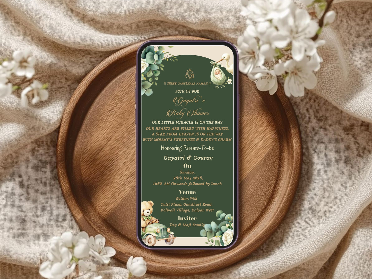 Cute Elegant Baby Shower Card Design | Stylish & Modern Invitation