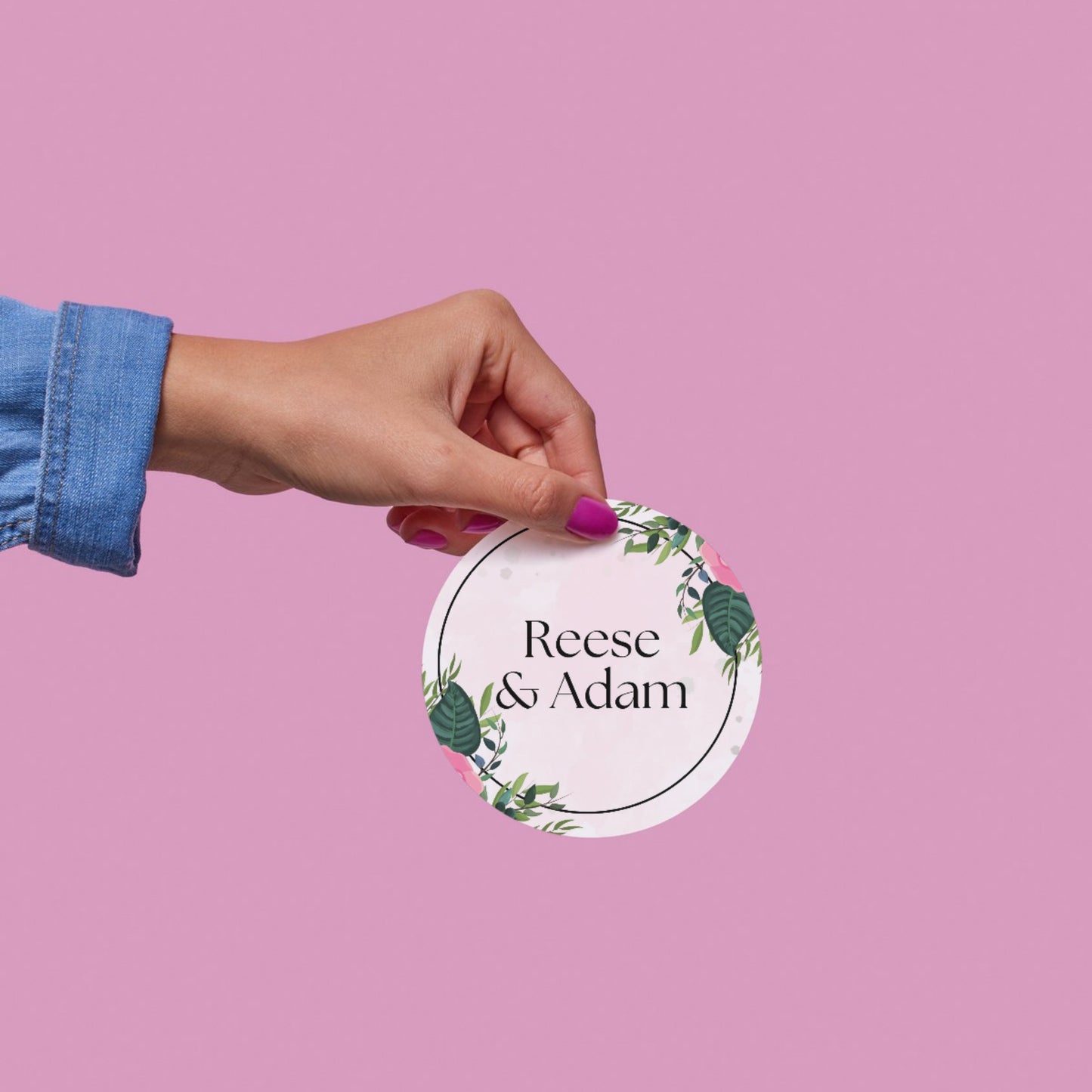 Elegant Floral Theme Sticker Design | Luxury Botanical Custom Logo Sticker | Wedding Favor, Business Packaging Label