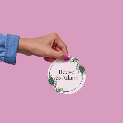 Elegant Floral Theme Sticker Design | Luxury Botanical Custom Logo Sticker | Wedding Favor, Business Packaging Label