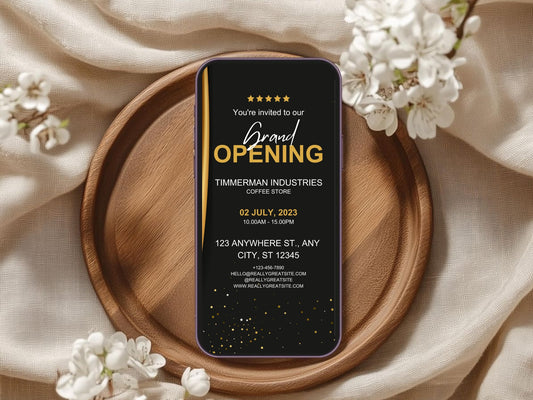Minimal Elegant Grand Opening Card Template | Modern Clean Luxury Business Launch Invitation | Printable & Editable Design