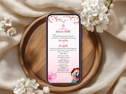 Minimal Floral Theme Chandla Vidhi Card – Elegant Invitation