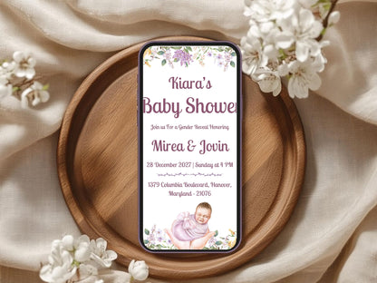 Baby Theme Baby Shower Invitation – Cute Elegant Baby Shower Card – Printable Template